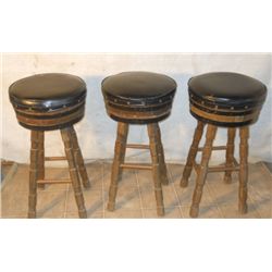 3 Bottom Barrel Faux Leather Padded Bar Stools