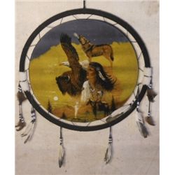 Lg. Dream Catcher Buffalo, Native American, & Wolf