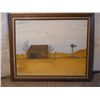 Image 1 : Wood Framed Oil On Canvas Barn & Windmill
