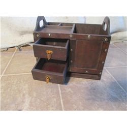 Small Wood 2 Drawer 3 Cubby Box