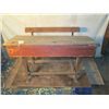 Image 2 : Antique School Bench Desk. Cast Iron Base