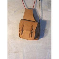 Leather Saddle Bag And Hide Wrapped Metal Stirrups