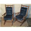 Image 1 : 2 Handmade Rocking Chairs W/ Blue Pads