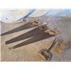 Image 1 : 3 Antique Saws,  Hay Hooks, & Cowbell