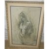 Image 1 : Wood Framed & Matted Charcoal On Canvas