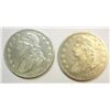 Image 1 : 2 Bust Half $, 1834 small date, 1833 both XF & problem free