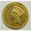 Image 1 : LOW MINT DATE 1879 $3 GOLD (3000M.) BU 60 LIGHT PATINA,REFLECTIVE SURF, PRETTY!