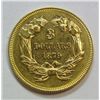 Image 2 : LOW MINT DATE 1879 $3 GOLD (3000M.) BU 60 LIGHT PATINA,REFLECTIVE SURF, PRETTY!