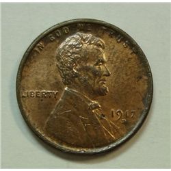 1917-D Lincoln Cent, ChBu 64 RB, Obv has 80-% full orig red, no spots