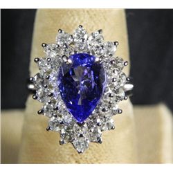 1.90 CT Tanzanite & 1.43CT Diamond 14K White Gold Ring