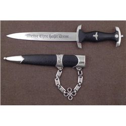 VINTAGE CHAINED SS DAGGER-REPRO-BLADE W/DEATH HEADS