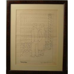 ORIGINAL FRAMED PENCIL SKETCH BY T. HOFMANN - EVOCATION