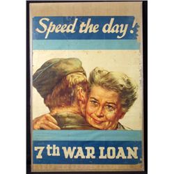 ORIG WWII US POSTER  SPEED THE DAY-7TH WAR LOAN -22X32 