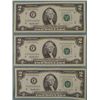 Image 1 : (3) 1995 $2 Bills Atlanta Notes -Uncirculated CU