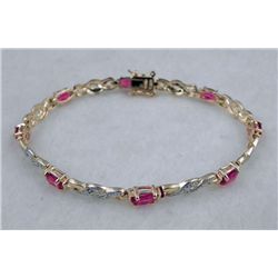 STERLING / GOLD RUBY BRACELET 4.77 CTW