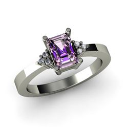 Genuine 0.61 ctw Amethyst Diamond Ring 14k