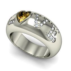 Genuine 0.74 ctw Citrine Diamond Ring 14k W/Y Gold