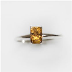 Natural 4.35 ctw Citrine Emerald Cut .925 Sterling Ring