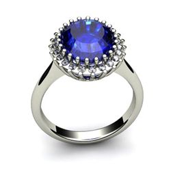 Sapphire 6.22 ctw & Diamond Ring 14kt W/Y  Gold