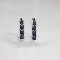 NATURAL 4.00 CTW TANZANITE EARRINGS .925 STERLING SILVE