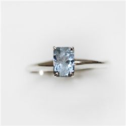 Natural 1.50 ctw Aquamarine Emerald .925 Sterling Ring