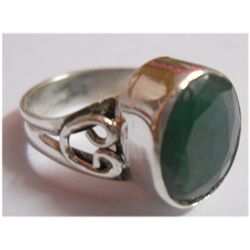 Natural 19.30 ctw Emerald Oval Ring .925 Sterling