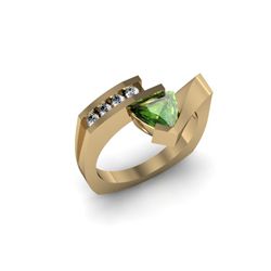 Genuine 0.72 ctw Tourmaline Trillion Diamond Ring 14k