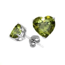 Natural 2.10 ctw Peridot Heart Earrings .925 Sterling