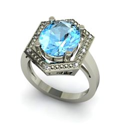 Genuine 6.08 ctw Topaz Diamond Ring Whte/Yllw Gold 14kt