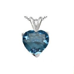 Natural 2.10 ctw Blue Topaz Heart Pendant .925 Sterling