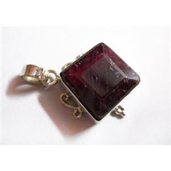 Natural 35.55 ctw Ruby Square Pendant .925 Sterling