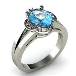 Genuine 1.16 ctw Aqua Marine Diamond Ring W/Y Gold 14kt
