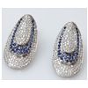 Image 1 : 14K WHITE GOLD OVAL EARRING WITH DIAMONDS