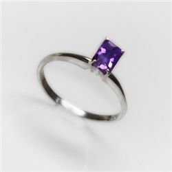 Natural 4.25 ctw Amethyst Emerald .925 Sterling Ring