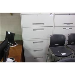 GREY 5 DRAWER LATERAL FILE CABINET