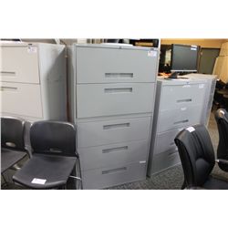 GREY 5 DRAWER LATERAL FILE CABINET