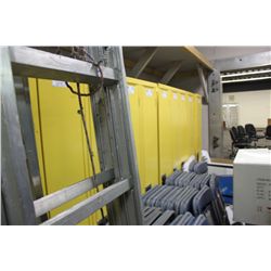 YELLOW BANK OF FULL HEIGHT LOCKERS