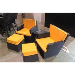 5 PIECE PATIO LOUNGE SET INCLUDING 2 CHAIRS, 2