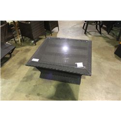 GLASS TOP PATIO COFFEE TABLE