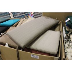 LARGE BOX OF PATIO SEAT CUSHIONS
