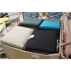 LARGE BOX OF PATIO SEAT CUSHIONS
