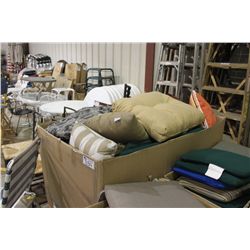 LARGE BOX OF PATIO SEAT CUSHIONS