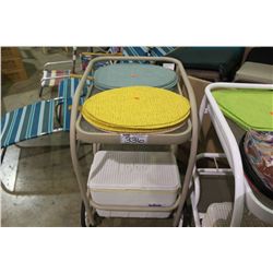 MOBILE PATIO SERVICE CART WITH IGLOO COOLER &