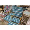 Image 1 : 2 BLUE STRIPED LOUNGE CHAIRS