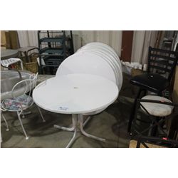 LOT OF 13 ROUND PLASTIC PATIO TABLES
