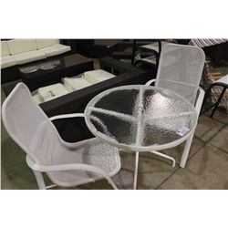 GLASS TOP PATIO TABLE WITH 2 CHAIRS