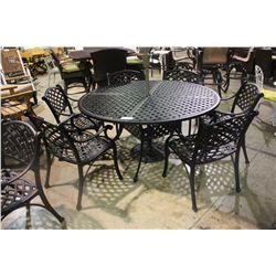 CAST ALUMINUM ROUND PATIO TABLE WITH 6 CHAIRS