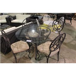 ROUND GLASS TOP PATIO TABLE WITH 4 CHAIRS