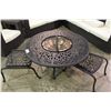Image 1 : ROUND CAST ALUMINUM PATIO TABLE WITH FIRE PIT & 3