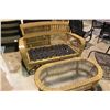 Image 1 : RATTAN LOVESEAT WITH MATCHING COFFEE TABLE